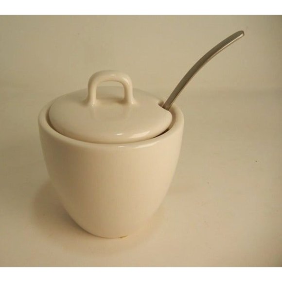 Starbucks Branded covered sugar and creamer & spoon New, white ceramic - Picture 5 of 9